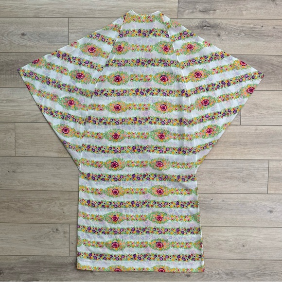 Vintage 70s Kaftan Lord & Taylor Maxi Dress Coverup Mumu Hippie Flower Child - Picture 8 of 16